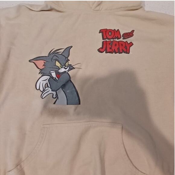 Tom and Jerry Double sided graphic hoodie Cream Size Small - Picture 2 of 8